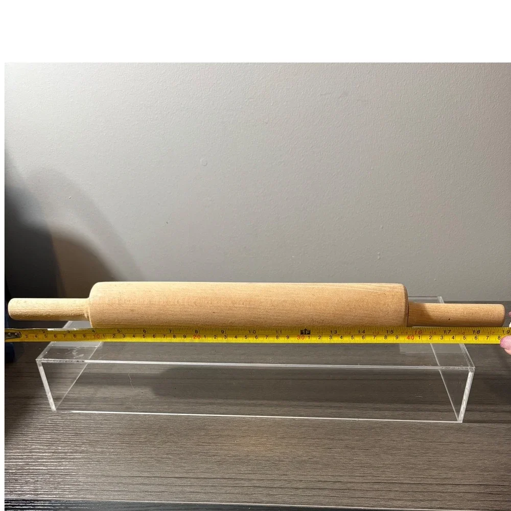Raw wood Rolling pin metal center Rounded‎ handles Farmhouse